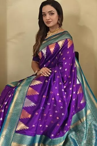 Purple Kanchipuram silk blend Saree