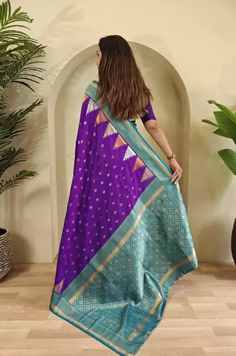 Purple Kanchipuram silk blend Saree