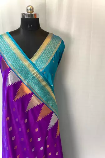 Purple Kanchipuram silk blend Saree