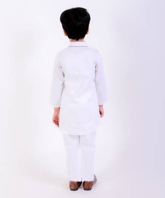 White cotton plain kurta pyjama 2