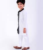 Black & white cotton plain kurta pyjama