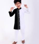 Black & white cotton plain kurta pyjama