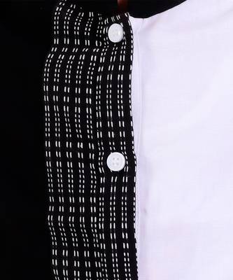 Black & white cotton plain kurta pyjama 4
