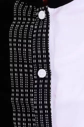 Black & white cotton plain kurta pyjama
