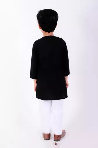 Black cotton plain kurta pyjama