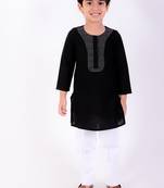 Black cotton plain kurta pyjama