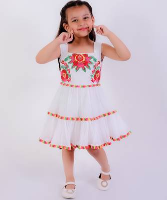 White cotton embroidered dress 1