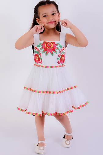 White cotton embroidered dress