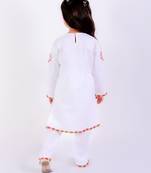 White cotton embroidered kurta set