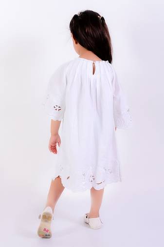 White cotton plain dress