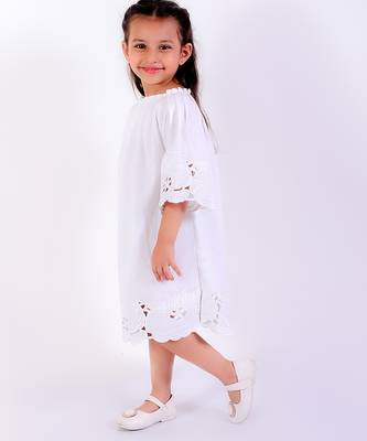 White cotton plain dress 4