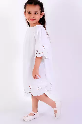 White cotton plain dress