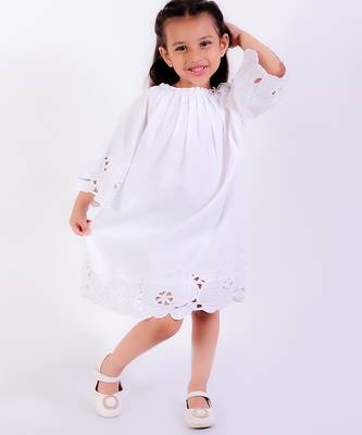 White cotton plain dress 1