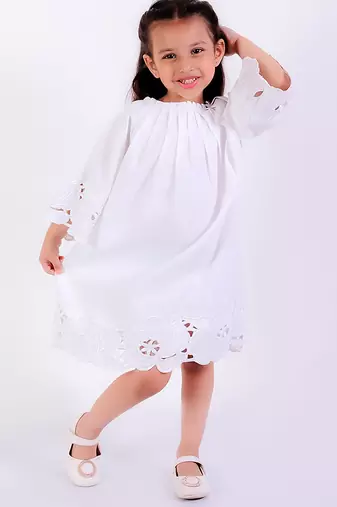 White cotton plain dress