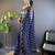 Catching blue designer chain stitch embroidered butterfly net fabric indian designer saree