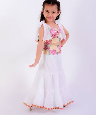 White cotton embroidered lehenga 3