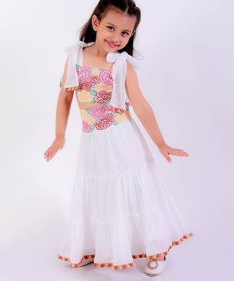 White cotton embroidered lehenga 1