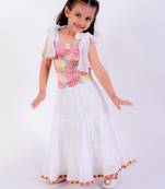 White cotton embroidered lehenga