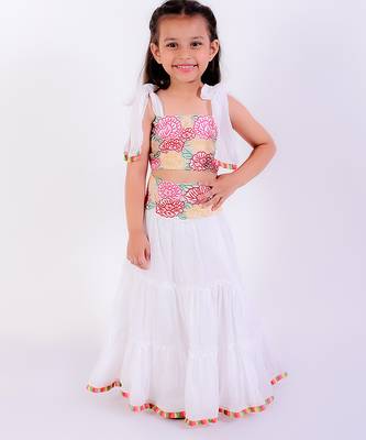 White cotton embroidered lehenga 4