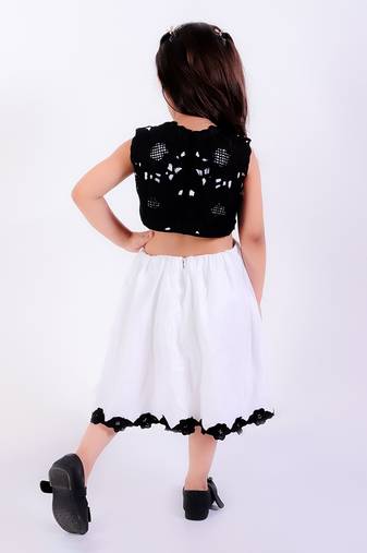 Black & white cotton embroidered dress