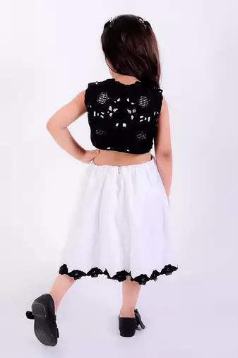 Black & white cotton embroidered dress
