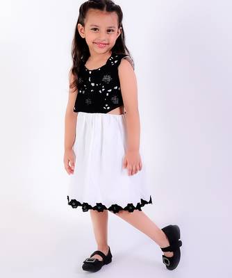Black & white cotton embroidered dress 3