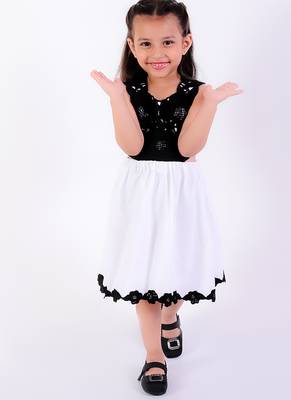 Black & white cotton embroidered dress 1