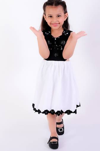 Black & white cotton embroidered dress