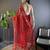 Delightful red designer chain stitch embroidered butterfly net fabric indian designer saree