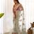 Bewitching light sky-blue multi color thread and aari embroidered with stone work butterfly net fabric indian saree