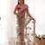 Fetching light brown multi color thread and aari embroidered with stone work butterfly net fabric indian designer saree