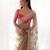 Fetching light brown multi color thread and aari embroidered with stone work butterfly net fabric indian designer saree