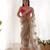 Fetching light brown multi color thread and aari embroidered with stone work butterfly net fabric indian designer saree
