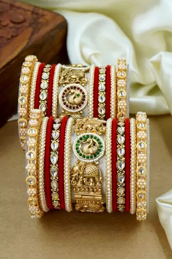 Royal kundan meenakari bridal chuda set
