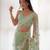 Glamourous light sea-green multi color thread and aari embroidered with stone work butterfly net fabric indian saree
