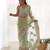 Glamourous light sea-green multi color thread and aari embroidered with stone work butterfly net fabric indian saree