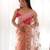 Glamorous light peach multi color thread and aari embroidered with stone work butterfly net fabric indian designer saree