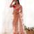 Glamorous light peach multi color thread and aari embroidered with stone work butterfly net fabric indian designer saree