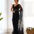Graceful black tone to tone aari embroidered with stone work butterfly net fabric indian designer saree
