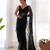 Graceful black tone to tone aari embroidered with stone work butterfly net fabric indian designer saree