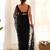 Graceful black tone to tone aari embroidered with stone work butterfly net fabric indian designer saree