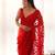Charming red tone to tone aari embroidered with stone work butterfly net fabric indian designer saree
