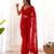 Charming red tone to tone aari embroidered with stone work butterfly net fabric indian designer saree