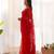 Charming red tone to tone aari embroidered with stone work butterfly net fabric indian designer saree