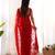 Charming red tone to tone aari embroidered with stone work butterfly net fabric indian designer saree