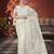Dazzling off-white tone to tone aari embroidered with stone work butterfly net fabric indian designer saree