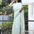 Alluring light green zari dori, and thread embroidered with real mirror work platinum crush fabric indian designer saree
