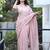Seductive light pink zari, dori and thread embroidered with real mirror work platinum crush fabric indian designer saree