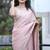 Seductive light pink zari, dori and thread embroidered with real mirror work platinum crush fabric indian designer saree