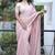 Seductive light pink zari, dori and thread embroidered with real mirror work platinum crush fabric indian designer saree